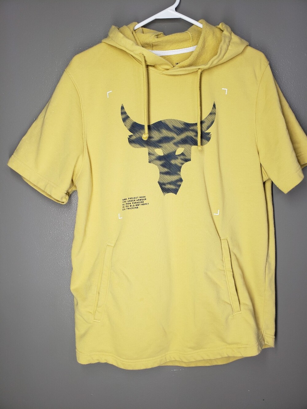 Under Armour Men's Project Rock Terry Short Sleeve Hoodie Yellow Size Large